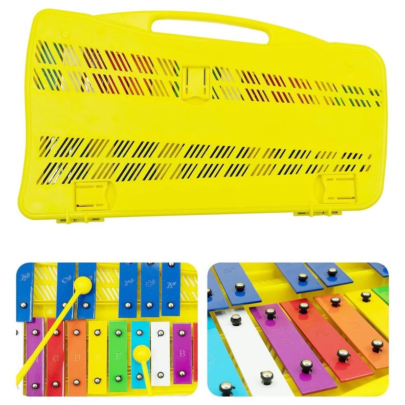 Metalofono Xilofono 25 Notas 2 Baquetas Amarillo Infantil-4