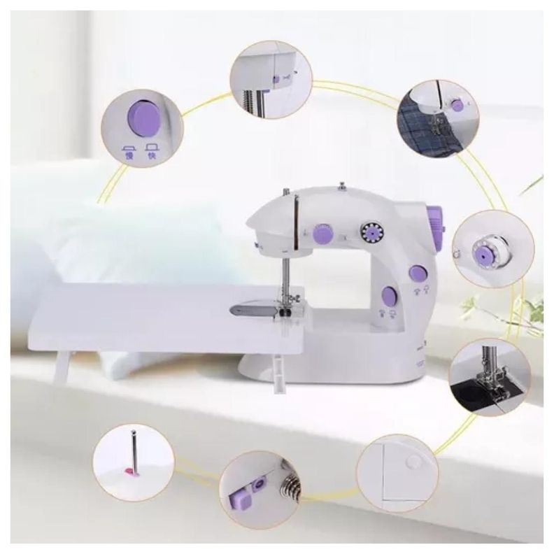Maquina De Coser Portatil Compacta Blanco Morado-1