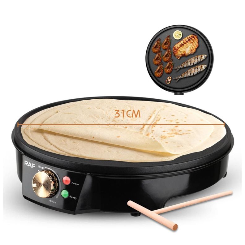 Maquina Panqueque O Asador Sarten Crepe 1200W Negro R528 Raf-1