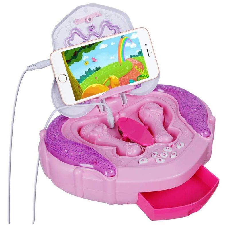 Juguete Karaoke Doble Atril Luces Y Sonido Rosado Infantil-1