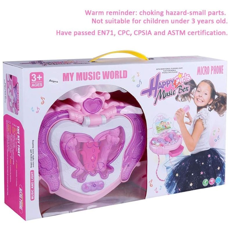 Juguete Karaoke Doble Atril Luces Y Sonido Rosado Infantil-5