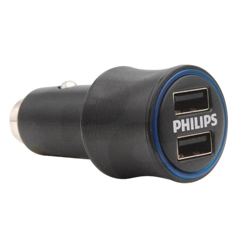 Cargador Auto Doble USB Carga Rapida USB Lightning Philips