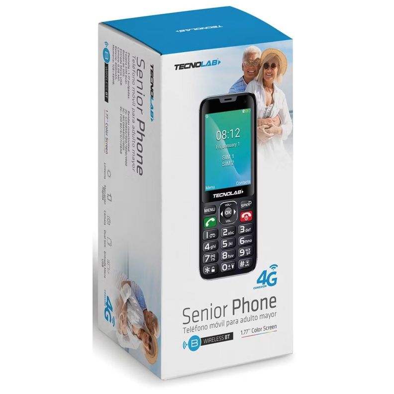 Telefono Senior Adulto Mayor 4G Negro Doble SIM Card TL487-4