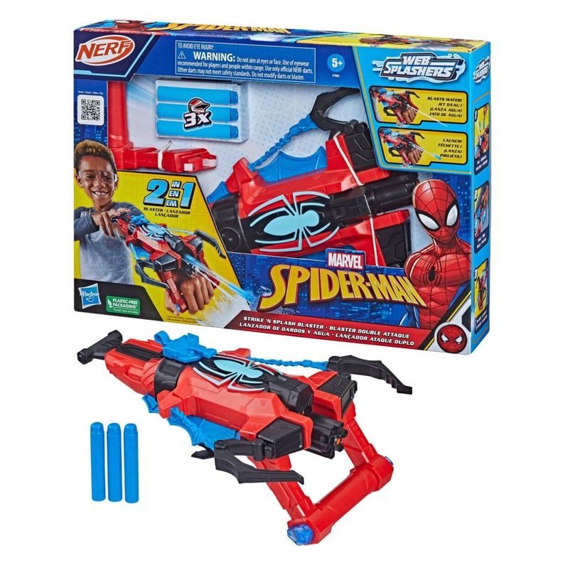 Juguete Nerf Lanzador De Dardos Y Agua Marvel Spiderman-1