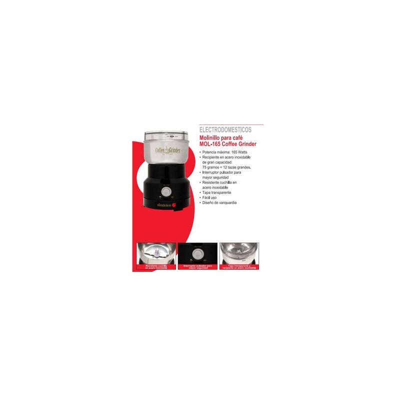 Molinillo De Cafe electrico 165W 75g Facil Uso MOL-165 Sindelen-1