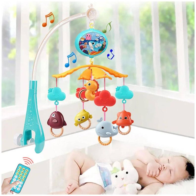 Juguete Movil Sonajero Infantil Con Luz Y Sonido Acuatico Celeste-1