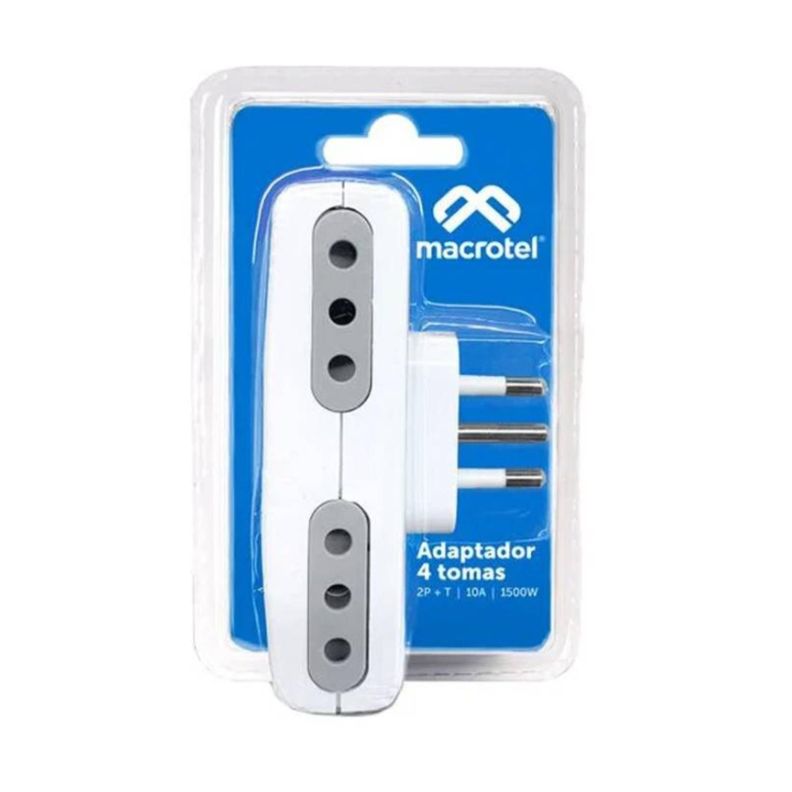 Adaptador Enchufe 4 Socket 4 Tomas Blanco-0