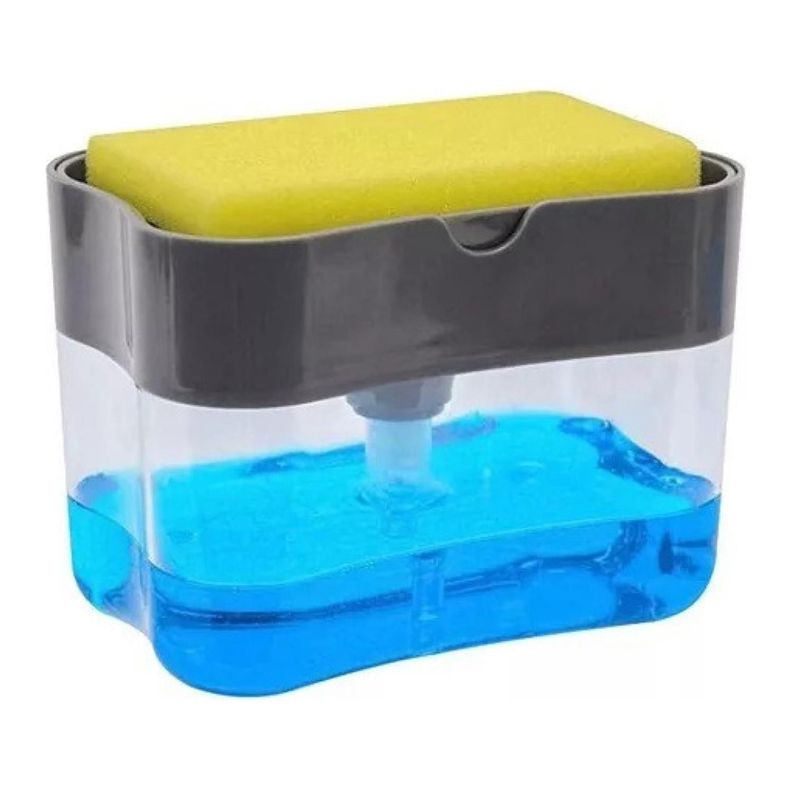Dispensador De Jabon Lavaloza Esponja Con Recipiente 385ml-0