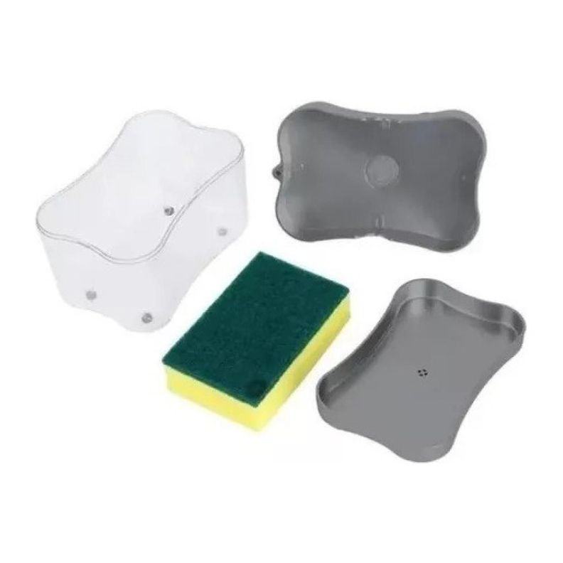 Dispensador De Jabon Lavaloza Esponja Con Recipiente 385ml-1