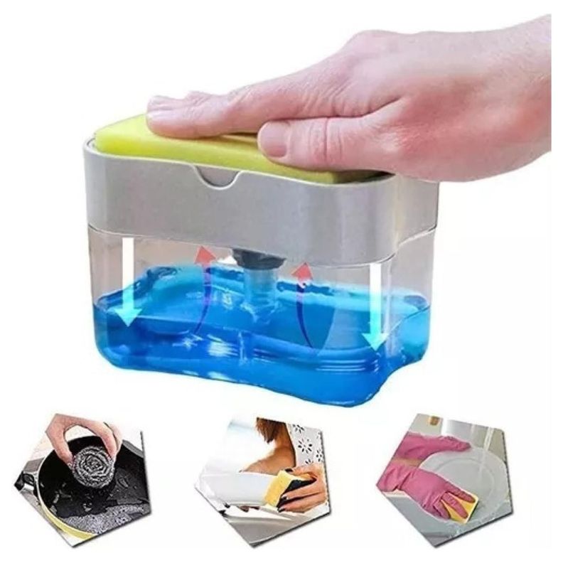 Dispensador De Jabon Lavaloza Esponja Con Recipiente 385ml-2
