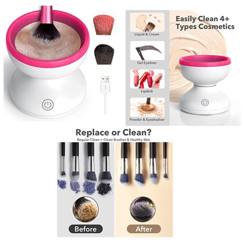 Limpiador Brochas De Maquillaje Electrico USB Sin Dañarlas-7