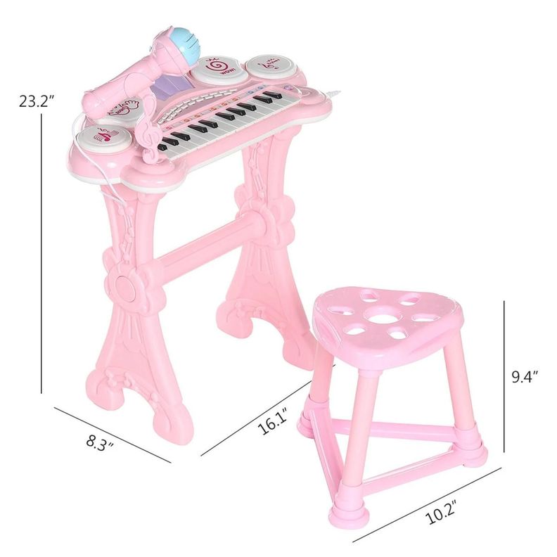 Juguete Teclado Piano Musical Con Microfono Rosado Infantil-2