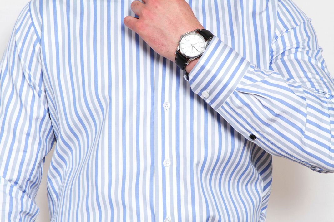 Camisa Premium Líneas Celeste y Gris-2