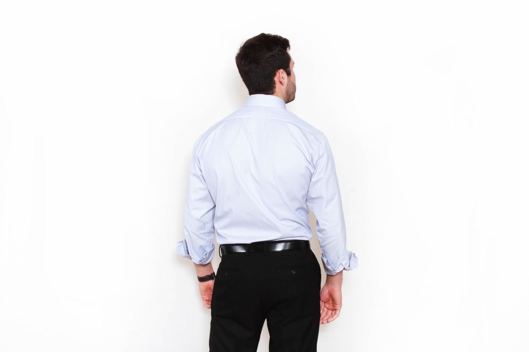 Camisa Premium Líneas Azul y Gris-1