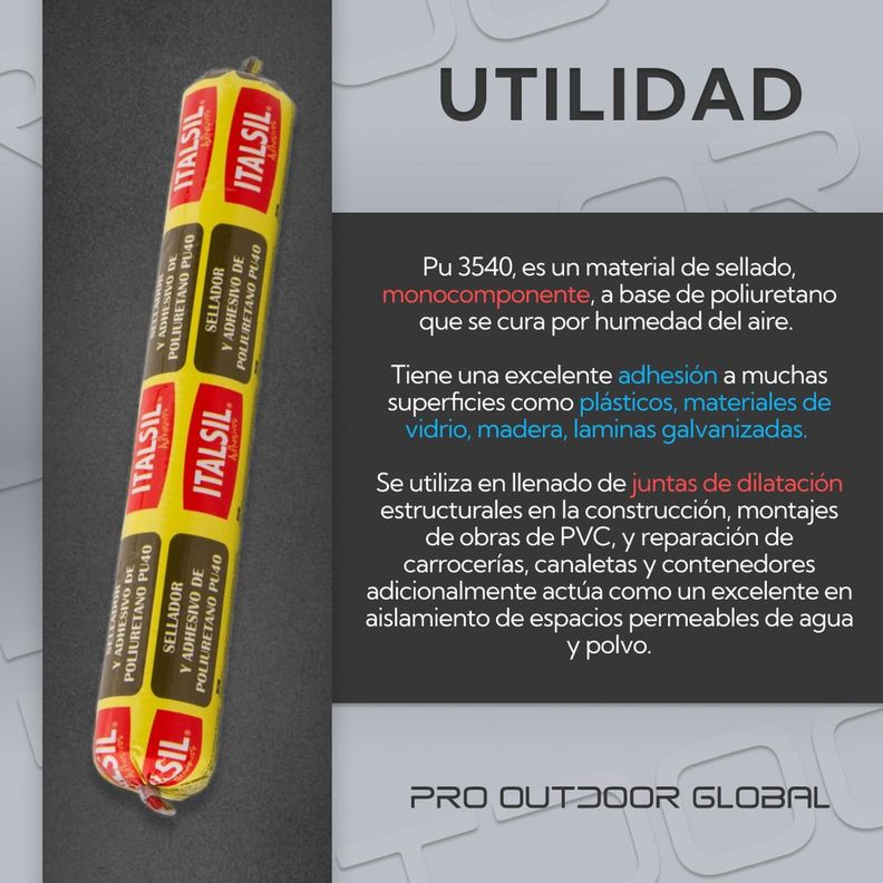 Sellador y Adhesivo Poliuretano PU 40 600 ML Pintable Gris-3