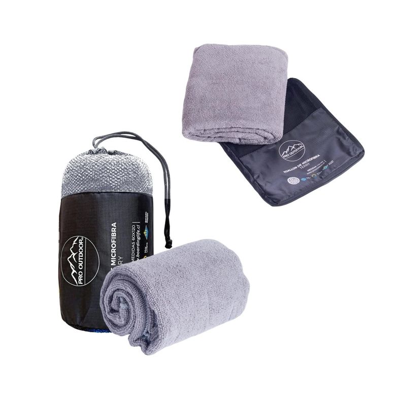 Pack Toalla y Toalla XL Microfibra Terry Gris 120 CM