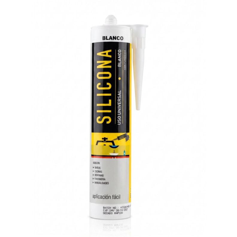 Silicona Universal Blanca 280ml Bano Y Cocina Con Fungicida Blanco