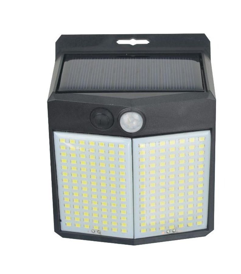 Aplique 196 Led Solar Contra Agua Negro