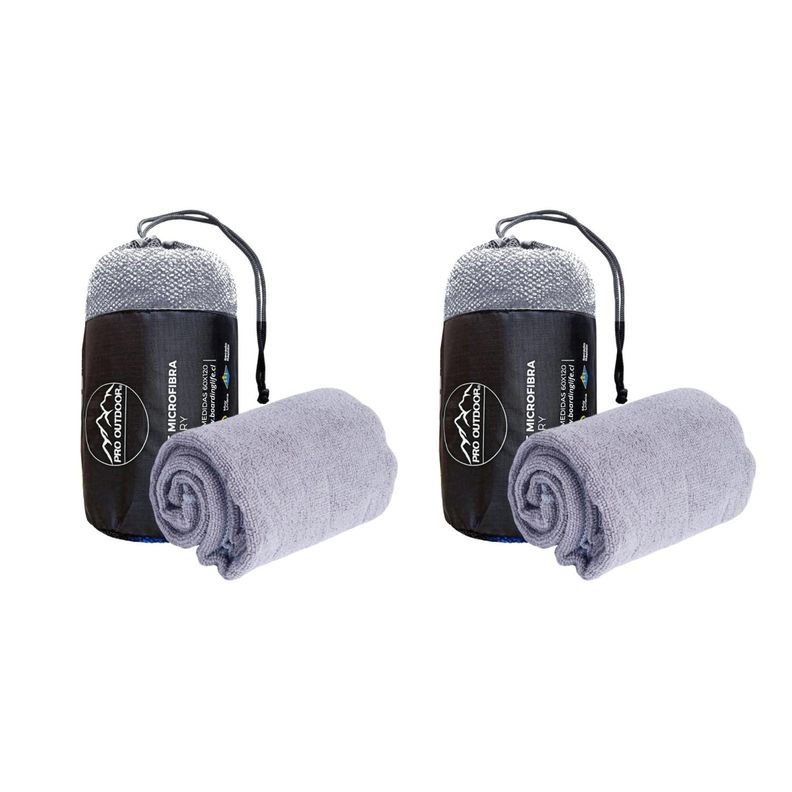 Pack 2 Toallas Microfibra Terry Gris