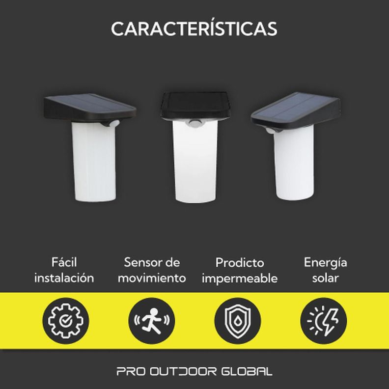 2 Unidades Aplique Solar vertical Sin Base Contra Agua Con Sensor De Movimiento-4