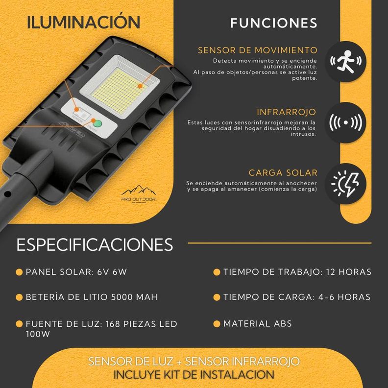 Luminaria Led 100 W Solar Contra Agua-3