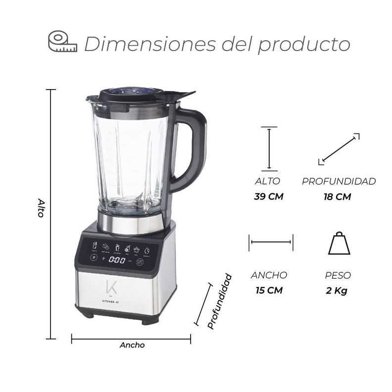 Licuadora Smart System Kitchen-it 1200W - 10 Velocidades-6