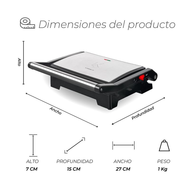 Plancha Panini Kitchen-It Superficie Plana Master Edition-5