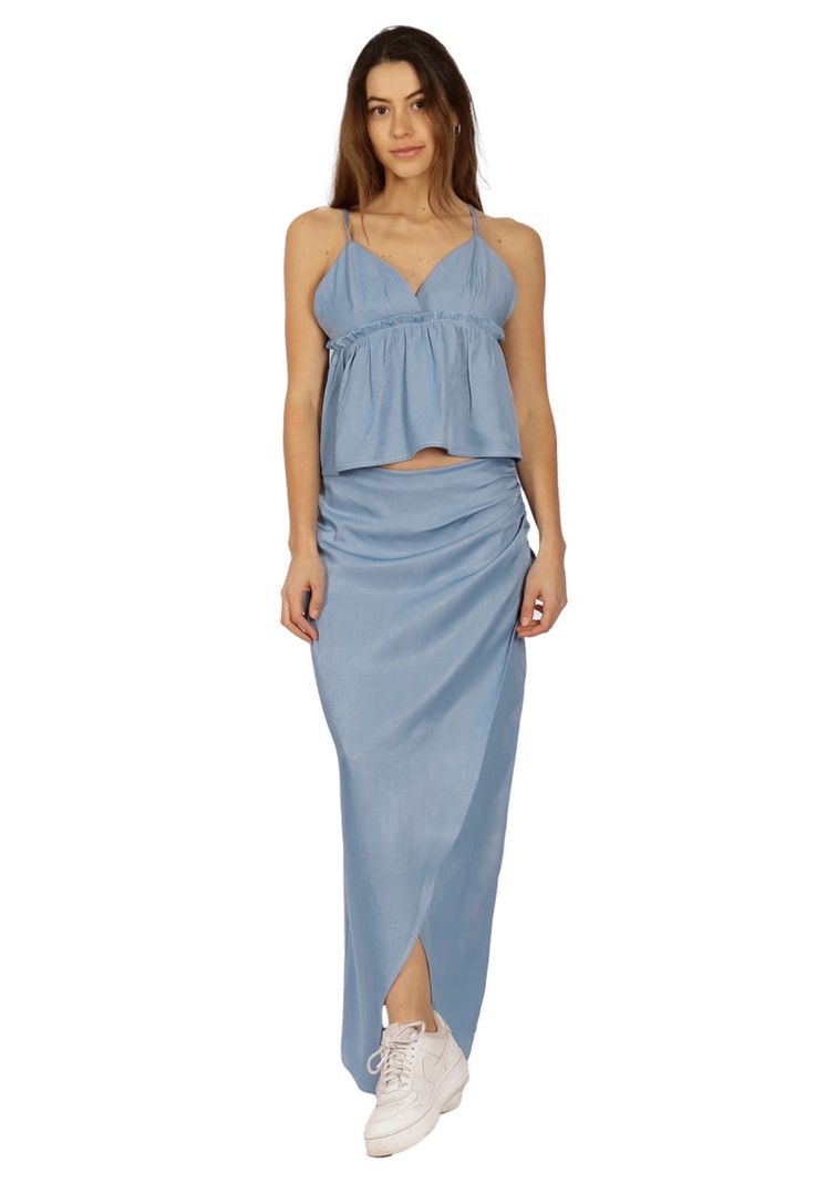 Falda Lety Pareo Celeste Divino Jeans-0