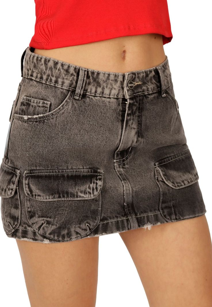 Falda Caterina II Cargo Gris Divino Jeans-2