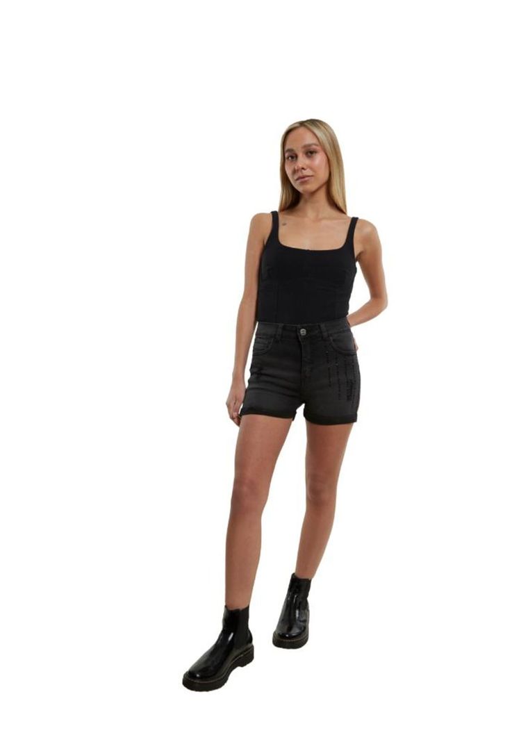 Short Mosa Negro Divino Jeans-0