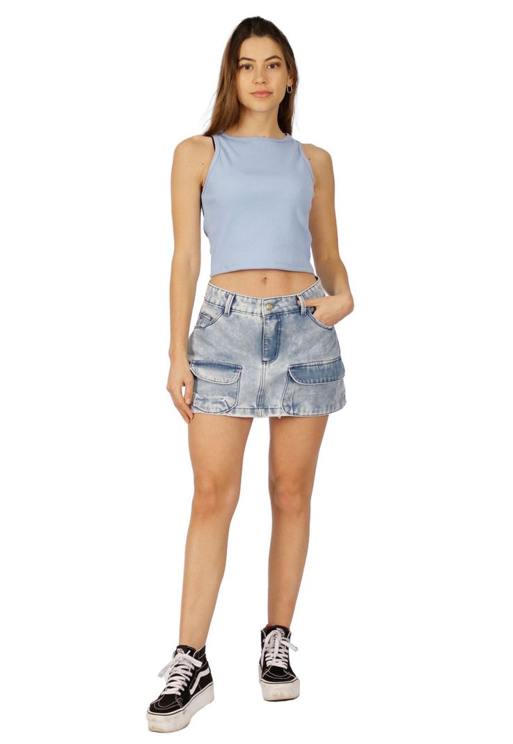 Falda Caterina I Cargo Celeste Divino Jeans-0