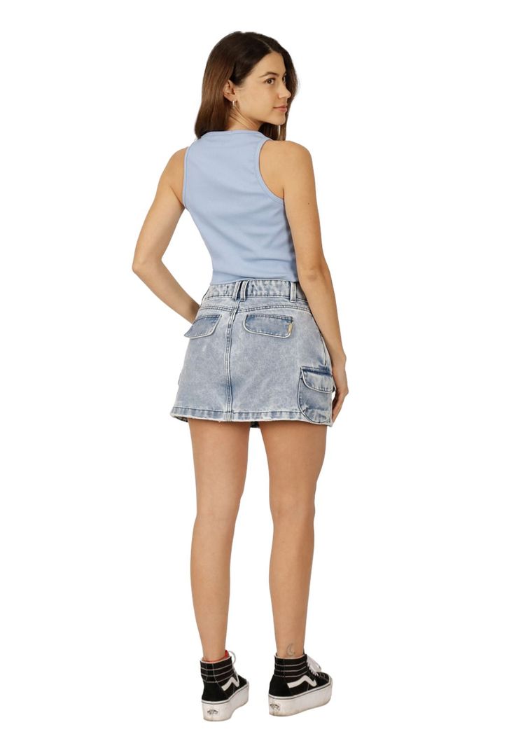 Falda Caterina I Cargo Celeste Divino Jeans-1