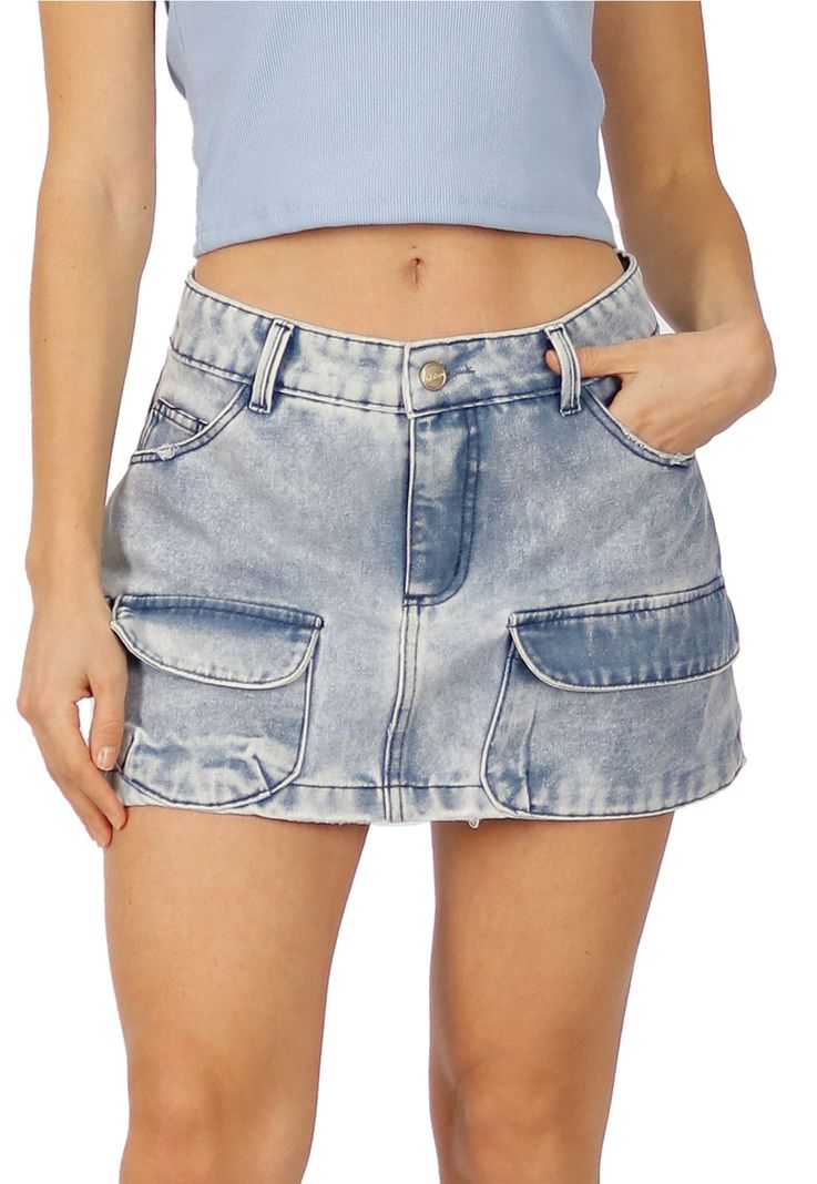 Falda Caterina I Cargo Celeste Divino Jeans-2