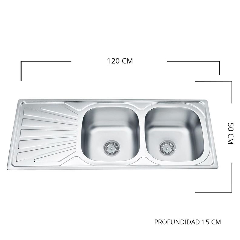 Lavaplatos Empotrado Doble 120x50 Izquierdo Accesorios-3