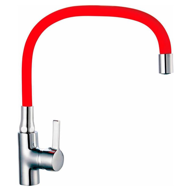 Llave Monomando Lavaplatos Cuello Flexible Rojo-0