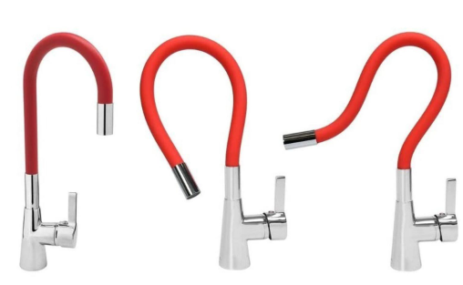 Monomando de lavaplatos Cuello Flexible Rojo-1