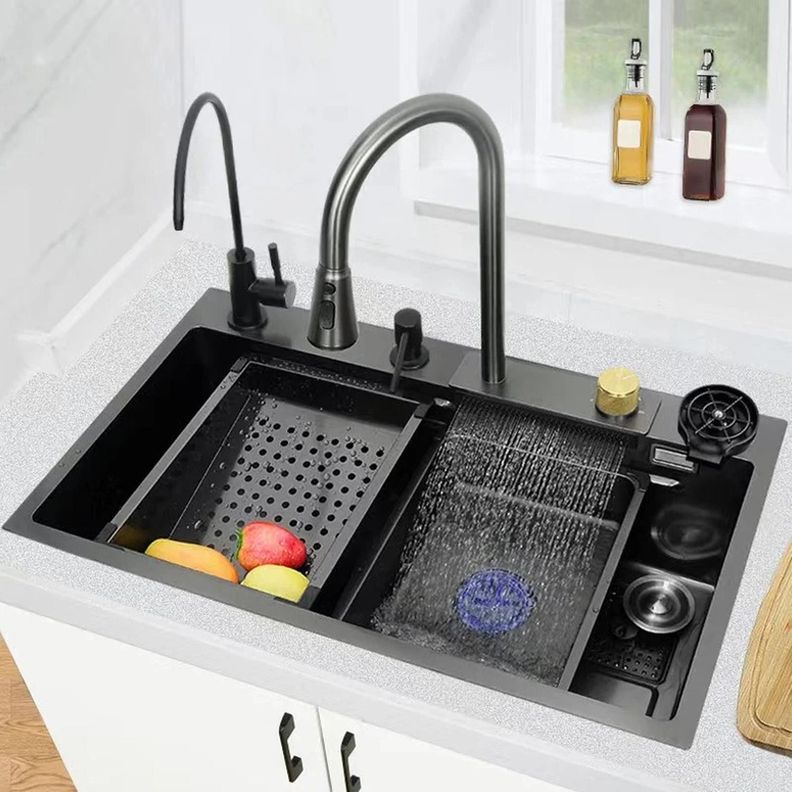 Lavaplatos Multifuncional Cascada Accesorios 75x45 Dante Negro-1