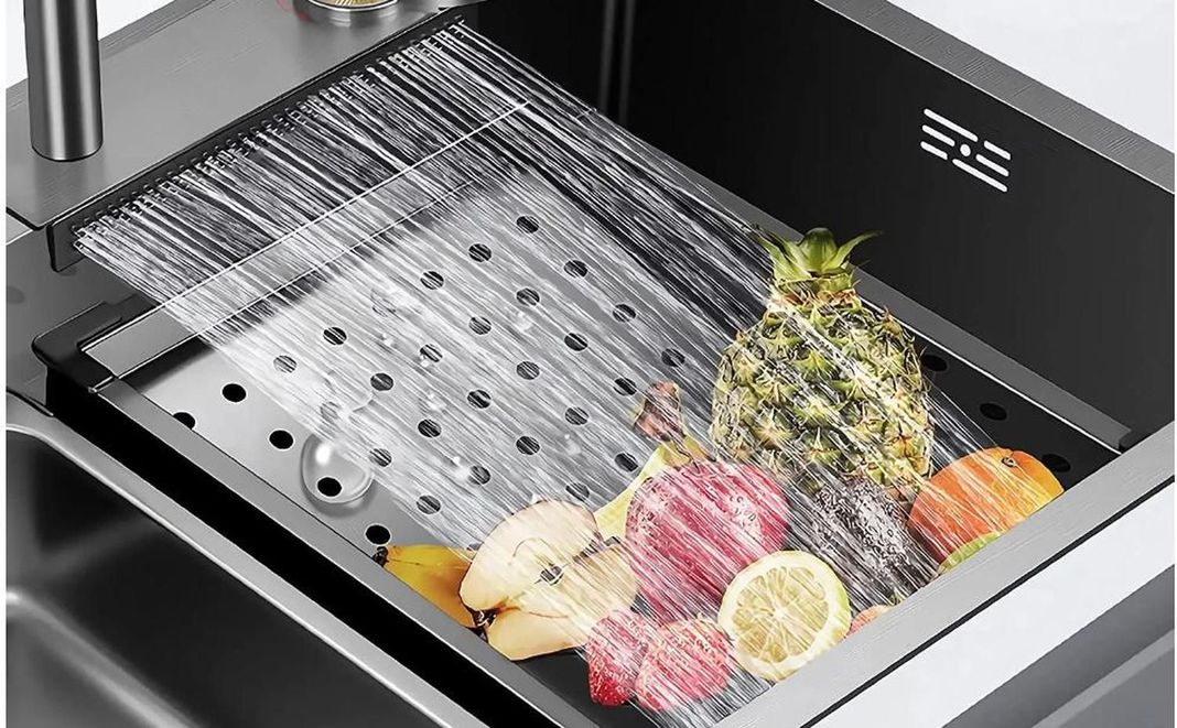 Lavaplatos Multifuncional Cascada Accesorios 75x45 Dante Negro-5