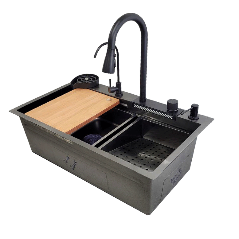 Lavaplatos Multifuncional Cascada Accesorios 75x45 Dante Negro-9