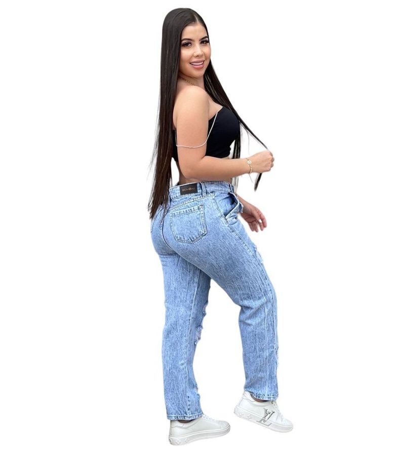 Jeans Mom Destroyed Tiro Medio Colombiano-1