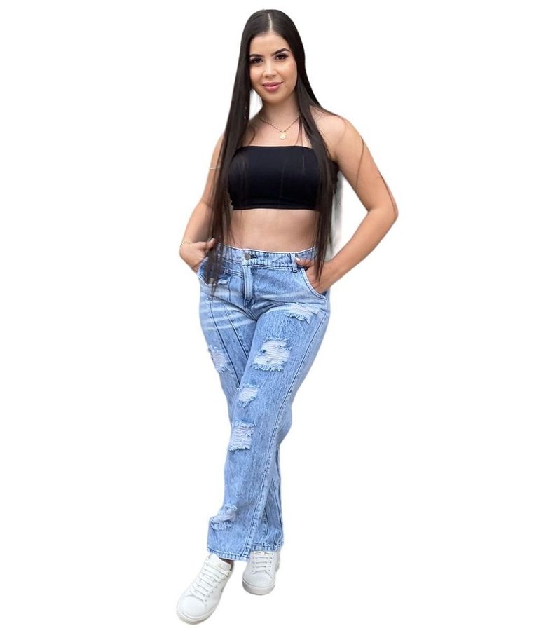 Jeans Mom Destroyed Tiro Medio Colombiano-2