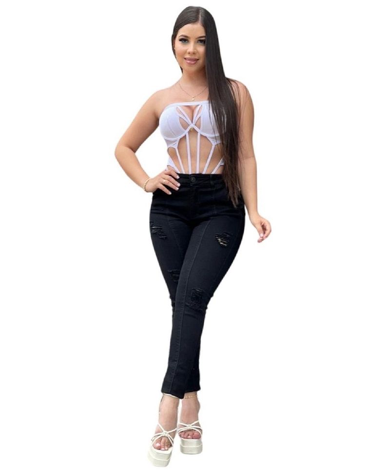 Jeans Skinny Mujer Push Up Negro-2