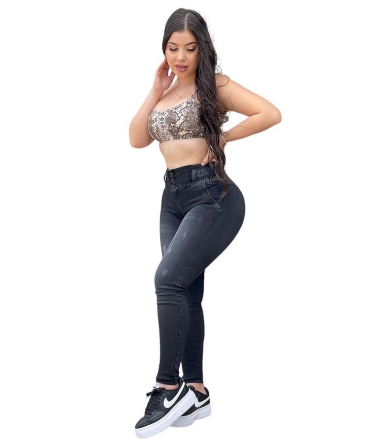 Jeans Skinny Push Up Negro Mujer-3