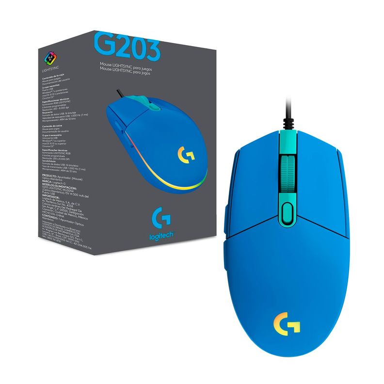 Mouse Gamer USB Logitech G203 Lightsync 6 Botones 8000dpi-0