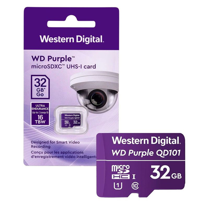Tarjeta de Memoria MicroSD 32GB WD Purple SDHC Clase 10 4K