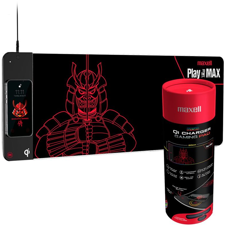 Mouse Pad Gamer RGB Qi 10w Maxell + Reposamuñecas 80x30cm-0