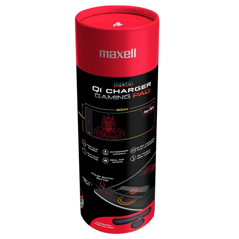 Mouse Pad Gamer RGB Qi 10w Maxell + Reposamuñecas 80x30cm-2