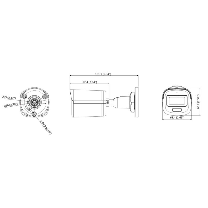 Camara MiniBala Hikvision SmartHybrid Light 2MP ColorVu IP67-3