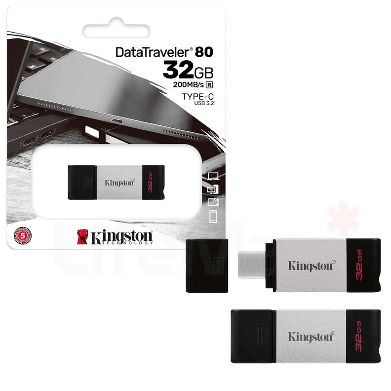 Pendrive USB 3.2 Tipo-C 32GB Kingston DataTraveler80 200MB/s-0