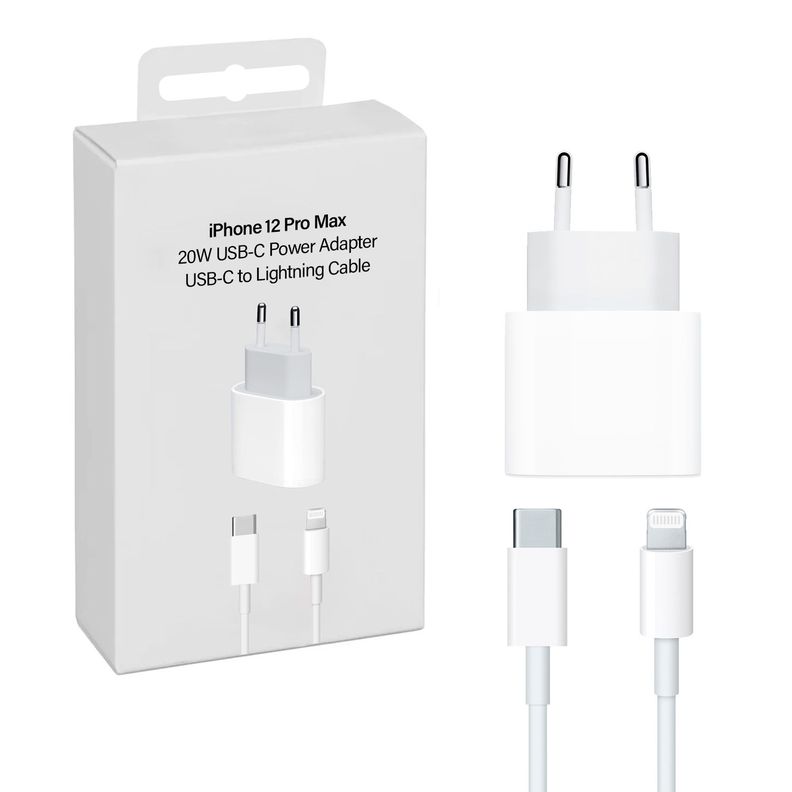 Cargador Compatible con iPhone 12 Pro Max 20W + Cable-0